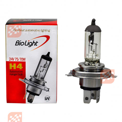 Галогеновая лампочка H4 (P43T) 24V 75/70W  HD Clear Biolight Box