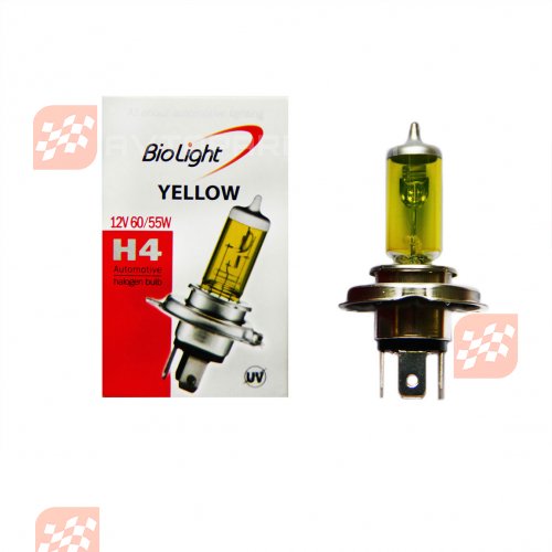 Галогеновая лампочка H4 (P43T) 12V 60/55W YELLOW Biolight Box